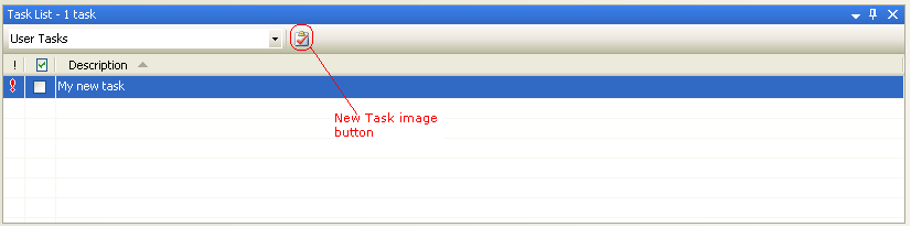 Task List: User Tasks view