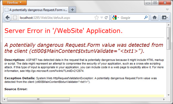 Request Validation error